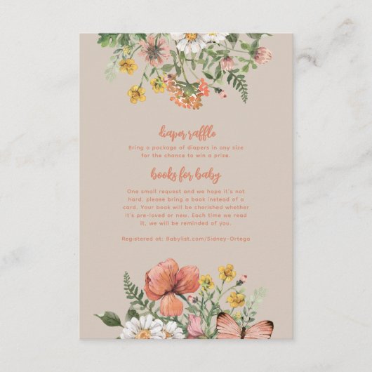Wildflower Baby shower invoegen Informatiekaartje (Voorkant)