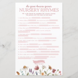 Wildflower Baby shower kinderkamer rijm spel