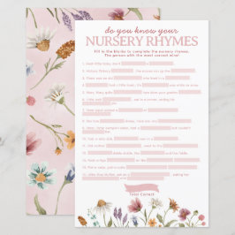 Wildflower Baby shower kinderkamer rijm spel