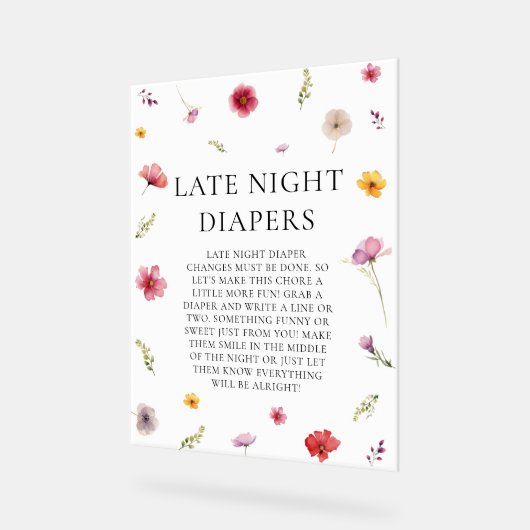 Wildflower Baby shower Late Night Luiers Game Acryl Bord (Hoek)