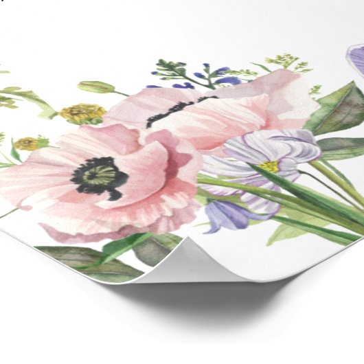 Wildflower Baby shower Late Night Luiers Teken Poster (Hoek)