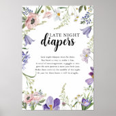 Wildflower Baby shower Late Night Luiers Teken Poster (Voorkant)