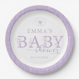 Wildflower Baby Shower | Lavender Floral Plate Papieren Bordje