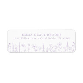 Wildflower Baby Shower Lavender Return Address Etiket