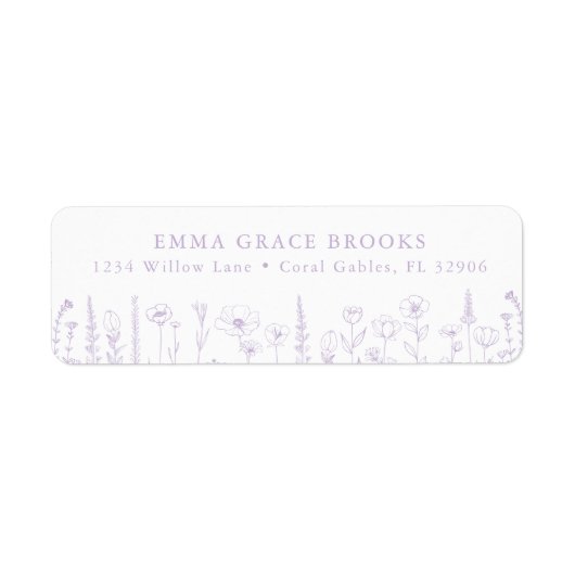 Wildflower Baby Shower Lavender Return Address Etiket (Voorkant)