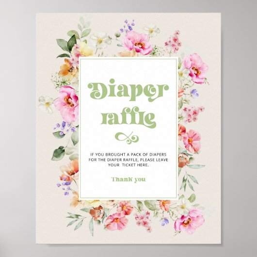 Wildflower baby shower luier loterij Poster (Voorkant)