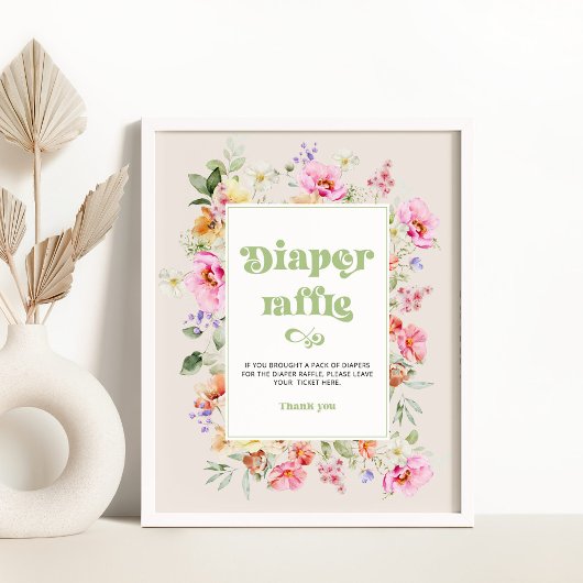 Wildflower baby shower luier loterij Poster