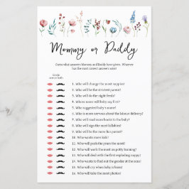 Wildflower Baby shower Mama of Pappa Spel