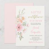 Wildflower Baby shower Meisje Uitnodiging (Voorkant / Achterkant)