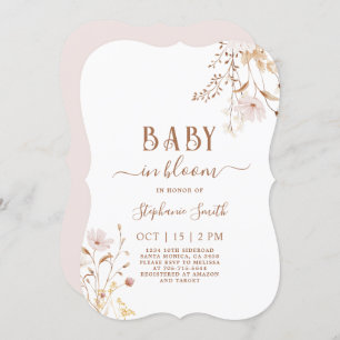 Wildflower Baby shower Meisje Uitnodiging