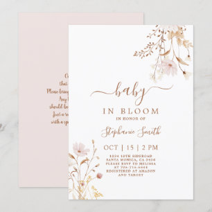 Wildflower Baby shower Meisje Uitnodiging