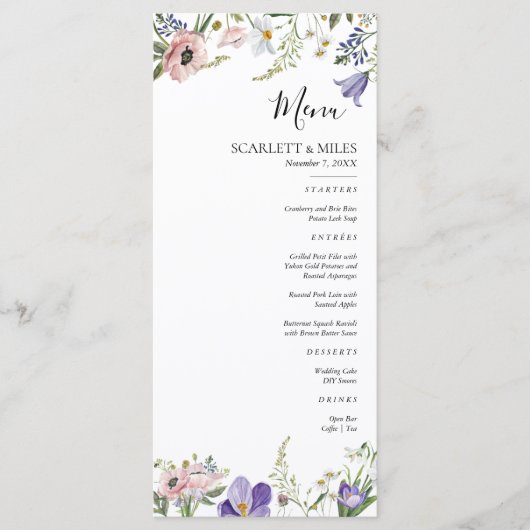 Wildflower Baby shower Menu (Voorkant)