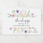 Wildflower Baby shower Mini Sparkling Wijnetiket (Enkel label)