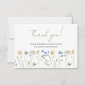 Wildflower Baby shower minimalistisch Bedankkaart (Voorkant)