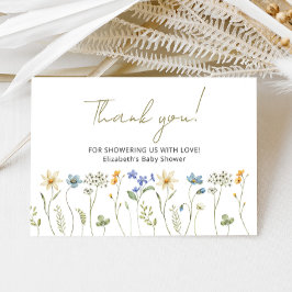 Wildflower Baby shower minimalistisch Bedankkaart