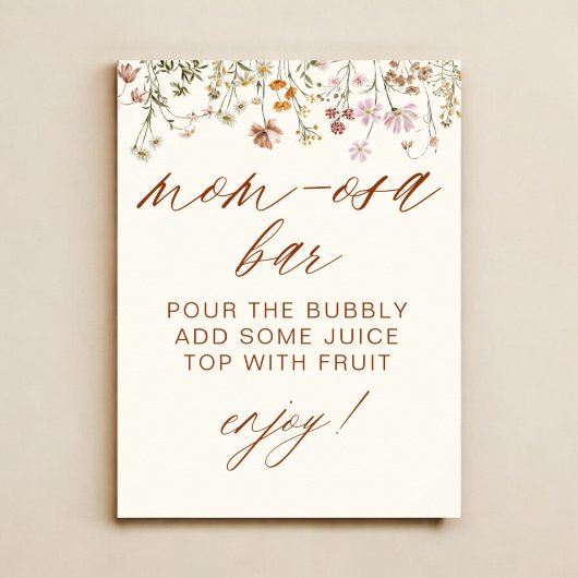 Wildflower Baby shower Mom-Osa Bar Poster