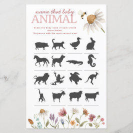Wildflower Baby shower Naam het Baby Animal Game