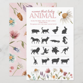 Wildflower Baby shower Naam het Baby Animal Game
