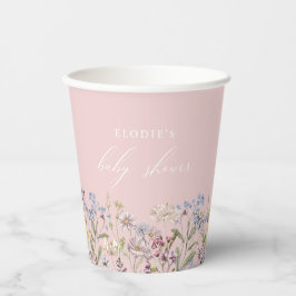 Wildflower Baby shower Paper Cup Blush Meisje Papieren Bekers