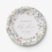 Wildflower Baby shower Papier Bord Bloemen Roze (Voorkant)