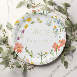 Wildflower Baby shower Papieren Bordje
