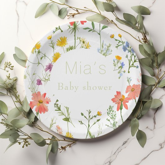 Wildflower Baby shower Papieren Bordje