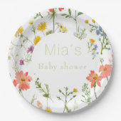 Wildflower Baby shower Papieren Bordje (Voorkant)