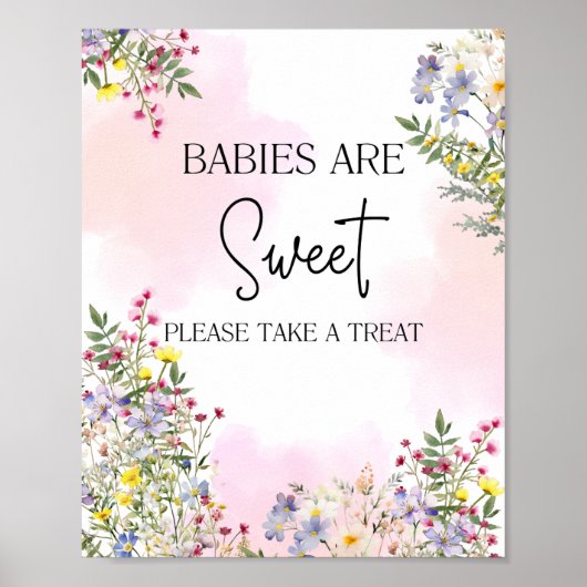 Wildflower Baby shower Party voorkeursbord Poster (Voorkant)