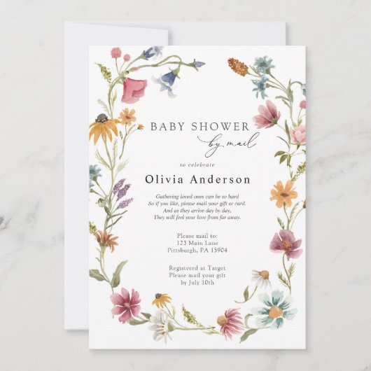 Wildflower Baby shower per Mail Invitation Kaart (Voorkant)