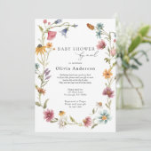 Wildflower Baby shower per Mail Invitation Kaart (Staand voorkant)
