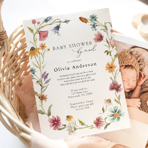 Wildflower Baby shower per Mail Invitation Kaart