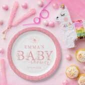 Wildflower Baby Shower | Pink Floral Pattern Papieren Bordje (Feest)