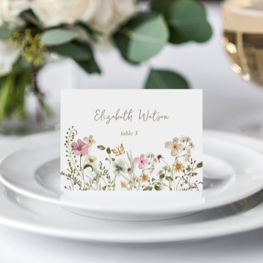 Wildflower Baby shower Place Card Kaart
