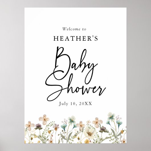 Wildflower Baby Shower Poster (Voorkant)