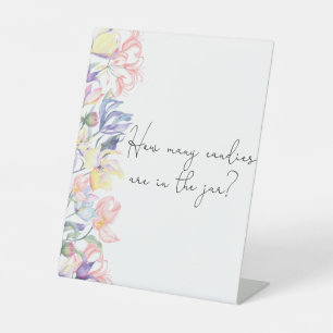 Wildflower baby shower Raad eens hoeveel snoepjes Reclamebord Met Voetstuk