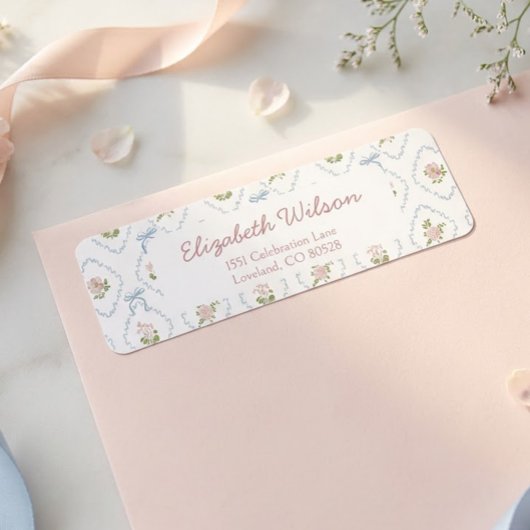 Wildflower Baby Shower Return Address Etiket