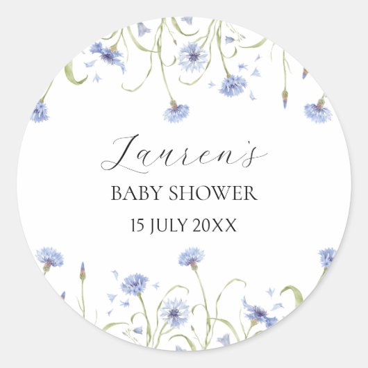 Wildflower Baby Shower Ronde Sticker (Voorkant)