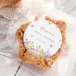Wildflower baby shower ronde sticker