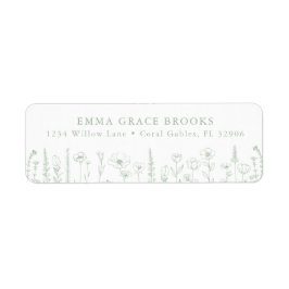 Wildflower Baby Shower Sage Green Return Address Etiket
