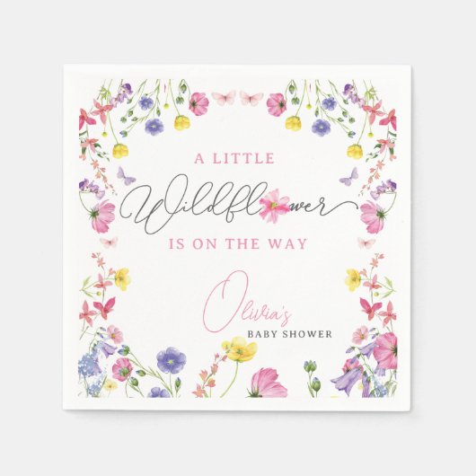 Wildflower Baby shower servetten |  tekst (Voorkant)