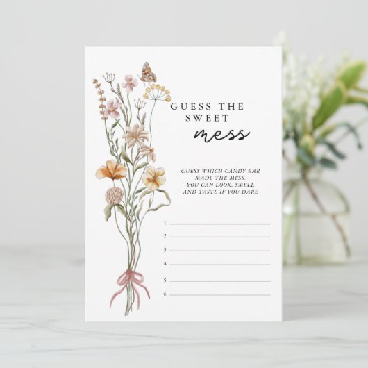 Wildflower Baby shower spel raden de puinhoop Kaar Kaart (Staand voorkant)