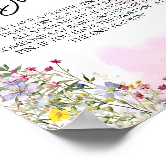 Wildflower Baby shower Spelletjes Teken Poster (Hoek)
