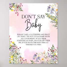 Wildflower Baby shower Spelletjes Teken Poster