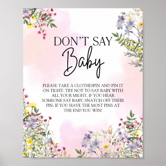 Wildflower Baby shower Spelletjes Teken Poster (Voorkant)