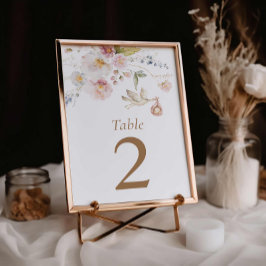 Wildflower Baby shower Tafelnummer Kaart