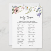 Wildflower Baby shower Trivia Game Kaart (Voorkant)