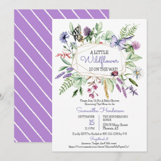 Wildflower Baby shower Uitnodigen Kaart