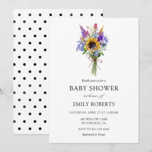 Wildflower Baby shower uitnodiging (Voorkant / Achterkant)