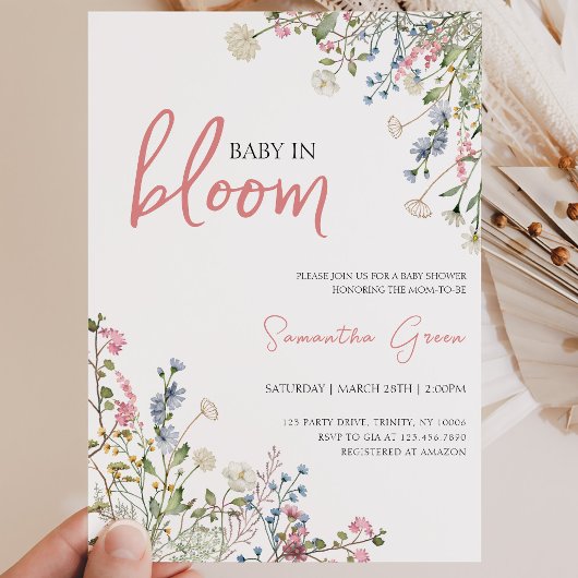 Wildflower Baby Shower Uitnodiging