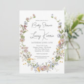 Wildflower Baby shower uitnodiging, Boho Floral Kaart (Staand voorkant)